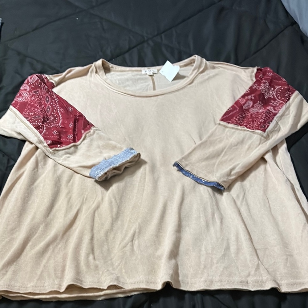 POL Tan Long Sleeve Top